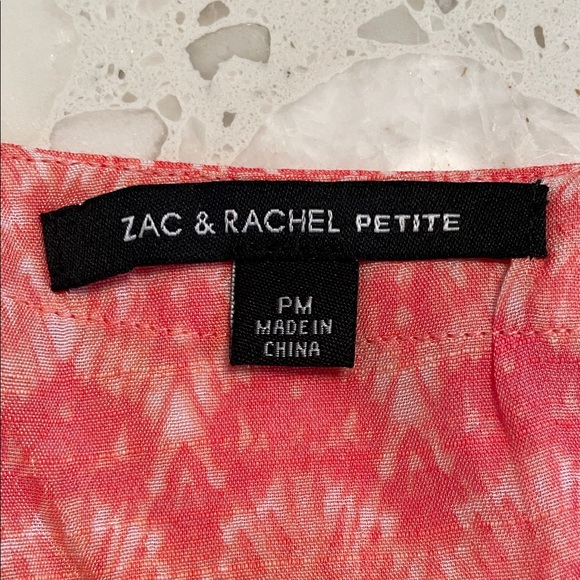 Zac & Rachel V-Neck Coral and White Blouse - Picture 8 of 10